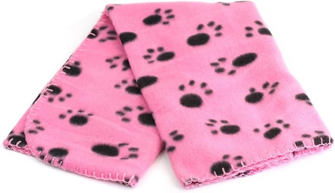 Pet Dog Cat Puppy Kitten Soft Blanket Doggy Warm Bed Mat Paw Print Cushion (Pink)