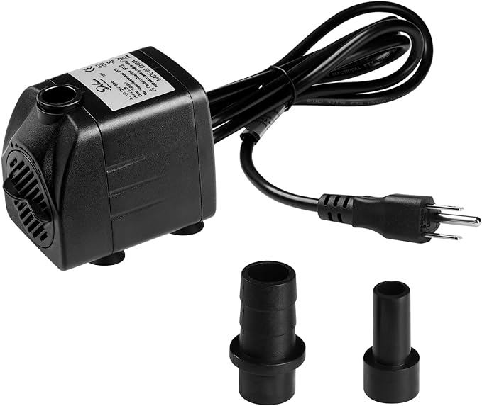 Simple Deluxe 200GPH Submersible Water Pump (760L/H, 15W) with Adjustable Intake, 5.2ft High Lift, 2 Nozzles, Perfect for Fish Tank, Pond, Aquarium, Hydroponics Black