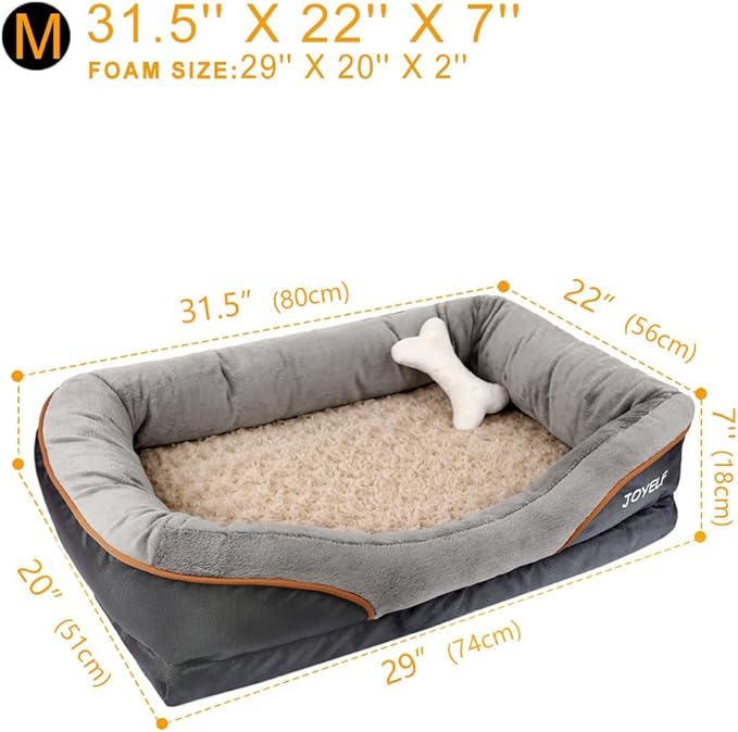 JOYELF Medium Memory Foam Dog Bed Orthopedic Dog Bed & Sofa with Removable Washable Cover and Squeaker Toy as Gift