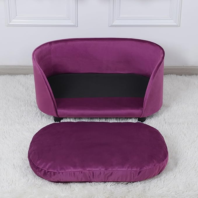 Dog Sofas and Chairs for Small Pet/Cat Sofa Chair with Velvet Fabric/Pet Sofa Bed with Comfortable Washable Cushion/Dog Bed for for Small Dog Rest Using (Purple)