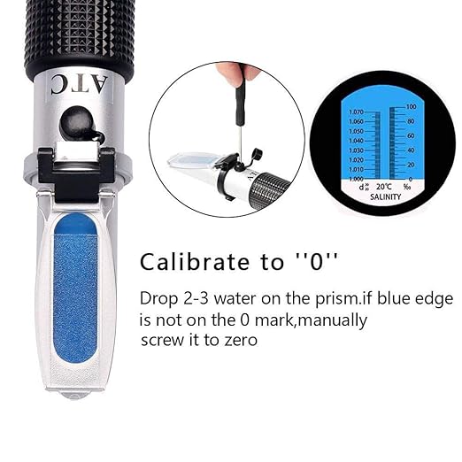Salinity Refractometer for Seawater and Marine Fishkeeping Aquarium 0-100 Ppt with Automatic Temperature Compensation