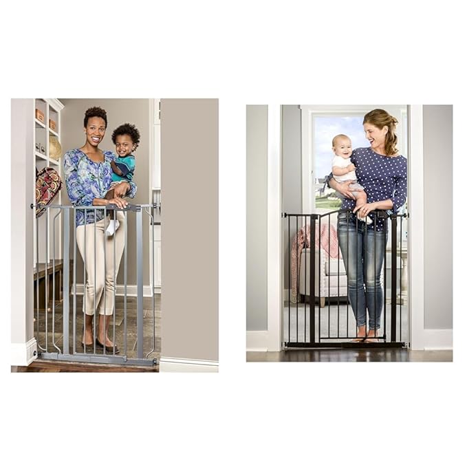 Regalo Easy Step Extra Tall Walk Thru Baby Gate, Bonus Kit, includes 4-Inch Extension Kit & Easy Step Extra Tall Arched Décor Walk Thru Baby Gate, includes 4-Inch Extension Kit