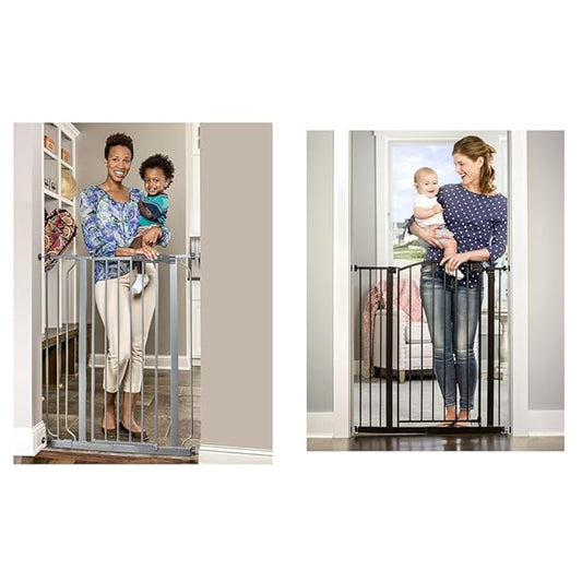Regalo Easy Step Extra Tall Walk Thru Baby Gate, Bonus Kit, includes 4-Inch Extension Kit & Easy Step Extra Tall Arched Décor Walk Thru Baby Gate, includes 4-Inch Extension Kit