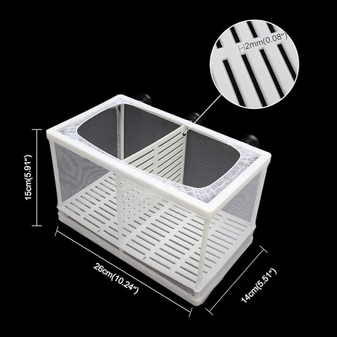 Senzeal Aquarium Fish Breeder Box Fish Fry Hatchery Incubator Net Nylon Isolation Mesh with 3pcs Pipette (Large)