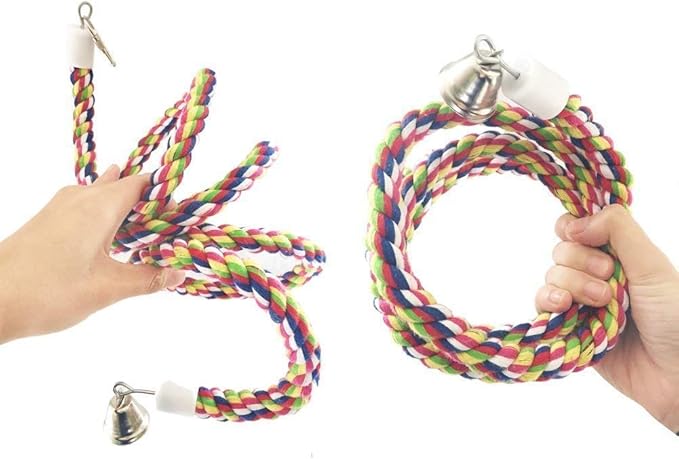 Bird Rope Perch Parakeet Toys, Spiral Bird Toy for Cockatiels, 43"&13.7" Bird Bungee Rope Perches Suitable Bird Cage Accessories