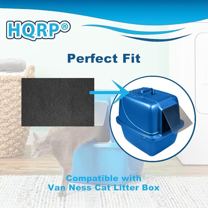 HQRP 12-Pack Activated Carbon Cat Litter Box Filters Compatible with Van Ness Cat Litter Box, Odor Reducing Charcoal Filters