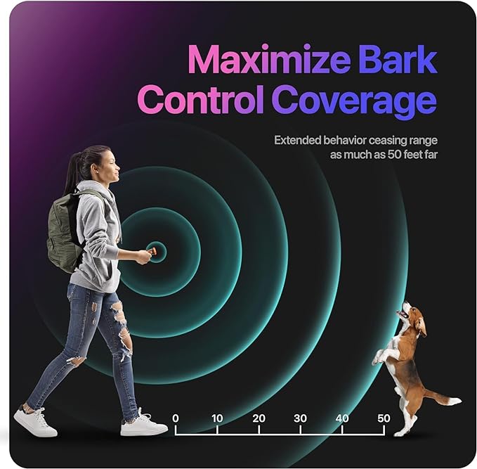 NPS Dog Bark Deterrent Devices w/ 3X Sonic emitters 50ft Range | Professional Dog Training Tool, Anti Bark Device for Dogs |Best Behavior Aid - Barking Silencer Indoor & Outdoor, Rechargeable