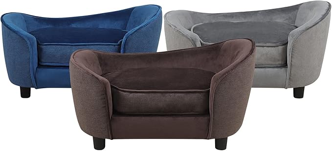 Pet Sofa Bed, Velvet & Linen Fabric Pet Couch Chair with Removeable & Washable Cushion for Small Dogs Cats (brown)