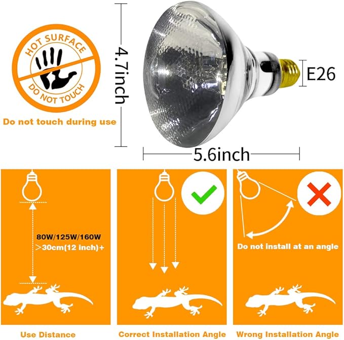 LUCKY HERP 100 Watt UVA+UVB Full Spectrum Vapor Heat Lamp Bulb, High Intensity Self-Ballasted Heat Basking Lamp/Bulb/Light for Reptile and Amphibian, Sun Lamp for Bearded Dragon Lizard Turtle(Clear)