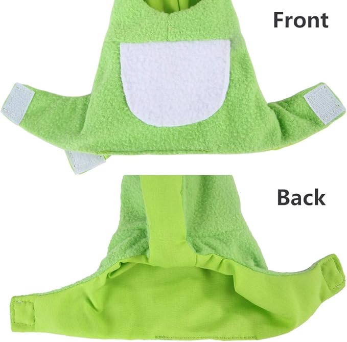 Bird Costume Bird Diaper Flight Suit Frog Shape Hoodie Bird Clothes Cosplay Photo Prop for Parrots African Greys Parakeet Cockatiel Sun Conure, Bird Hoodie Small Animals Apparel (S)