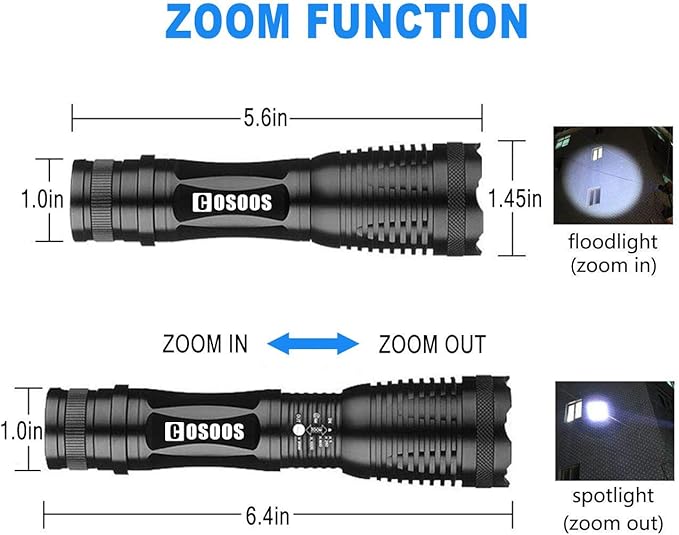 COSOOS 2 Pack UV Flashlight Blacklight, 2 in 1 LED Tactical Flashlight & 395nm Black Light Pet Urine Detector for Dog/Cat Urine, Dry Stains, Bed Bugs, Scorpions