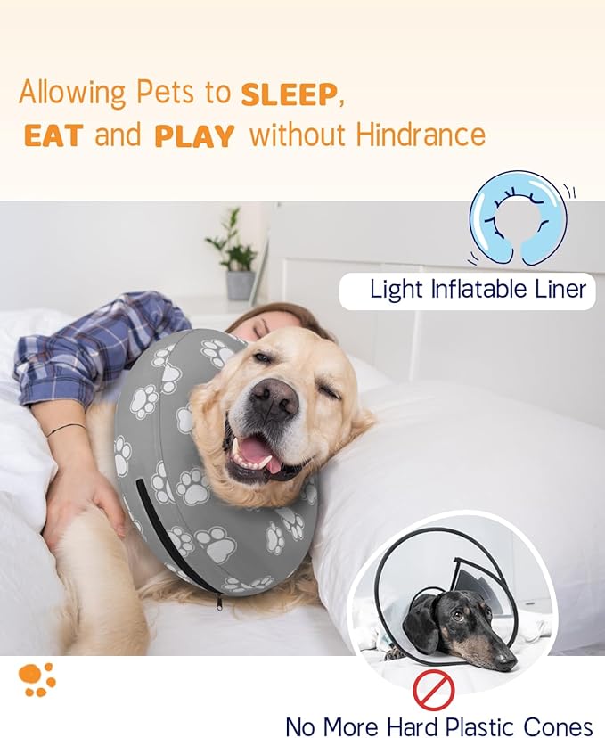 Supet Inflatable Dog Cone Collar Alternative After Surgery, Dog Neck Donut Collar Recovery E Collar for Neuter, Soft Dog Cone for Small Medium Large Dogs