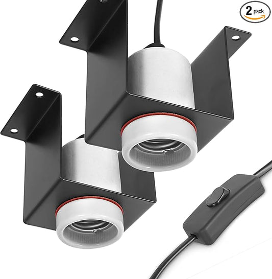 Reptile Ceramic Socket, Heat Lamp Holder for Terrariums and Vivariums, Gecko Lizard Heat Lamp Bracket Light Fixture, Bulb Not Included