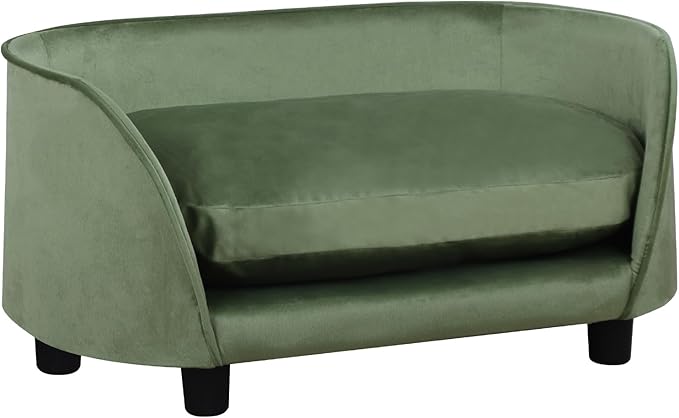 Dog Sofas and Chairs for Small Pet/Cat Sofa Chair with Velvet Fabric/Pet Sofa Bed with Comfortable Washable Cushion/Dog Bed for for Small Dog Rest Using (Green)