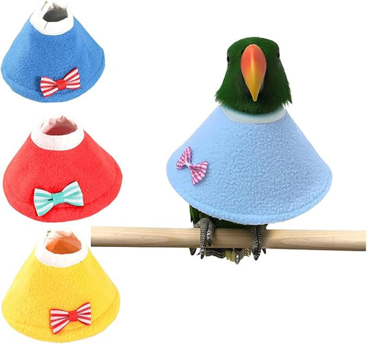 Bird Collar - Anti-Bite Elizabethan Recovery Cone Feather Plucking Protector Skin-Friendly Neckwear for Parakeets Conures Cockatiels and Small Animals Chinchilla Hamster (M,3 Packs)