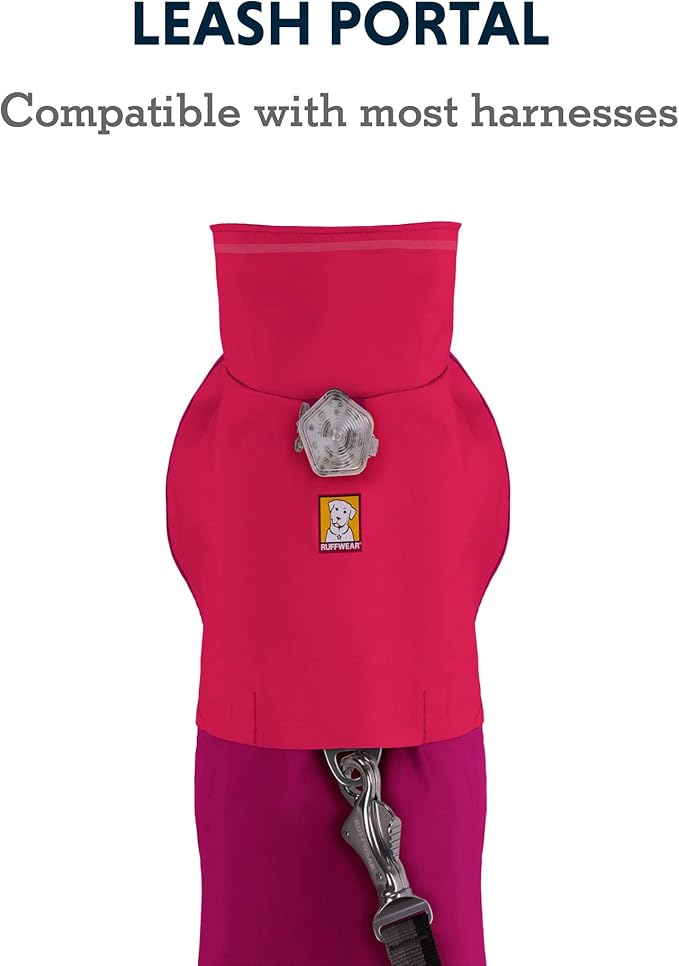 Ruffwear, Sun Shower Dog Raincoat, All-Weather Jacket, Waterproof, Windproof & Lightweight, Hibiscus Pink, X-Small