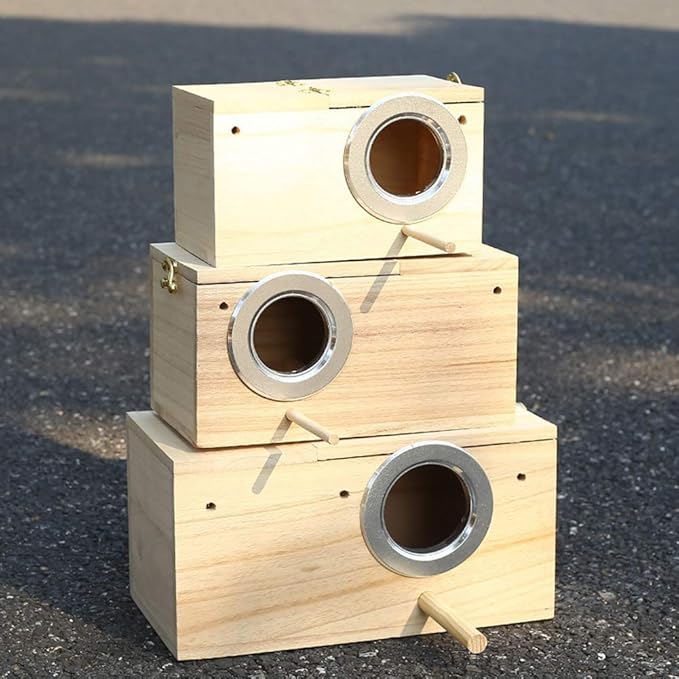 Pet Wood Parakeet Nest Box Bird House Breeding Nesting Bird Cage Box for Lovebirds Cockatiel Parrotlets