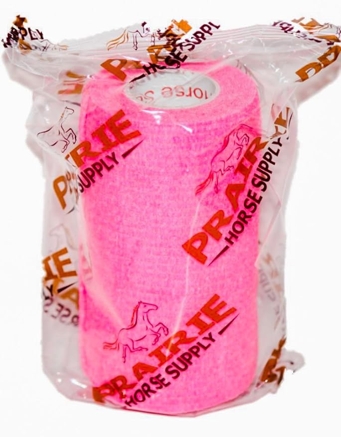 2 Inch Vet Wrap Tape Bulk (Neon Pink) (Pack of 12) Self Adhesive Adherent Adhering Flex Bandage Grip Roll for Dog Cat Pet Horse