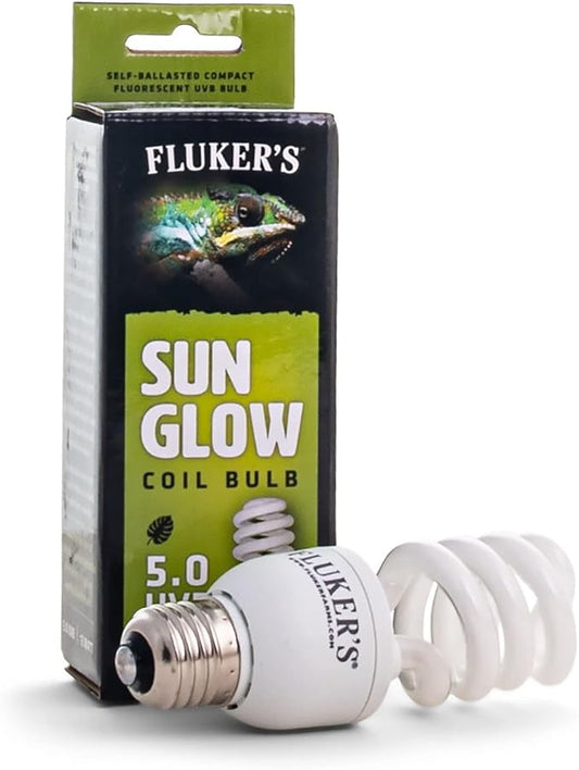 Fluker's Sun Glow 5.0 UVB Fluorescent Coil Bulb for Tropical Reptiles, Reptile Heat Light Stimulates Natural Synthesis of Vitamin D in Captive Reptiles, 13 Watt