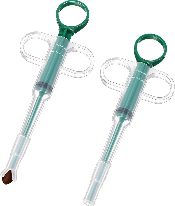 2 Pieces Pet Pill Plunger Popper for Small Cats Dogs Pill Gun Dispenser Shooter Pet Piller Soft Tip Tablet Syringe Pusher Animal Medicine Feeder for Feeding Accessories (Green)