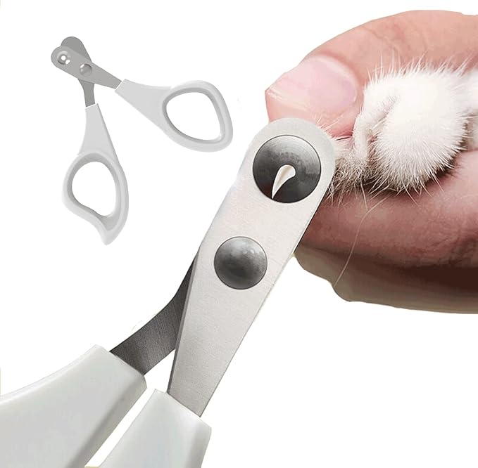 Cat Nail Clippers with Round Cut holes Safety Guard for Cats, Birds, Reptiles and Small Animals - Professional paw trimmer Set for novice pet families