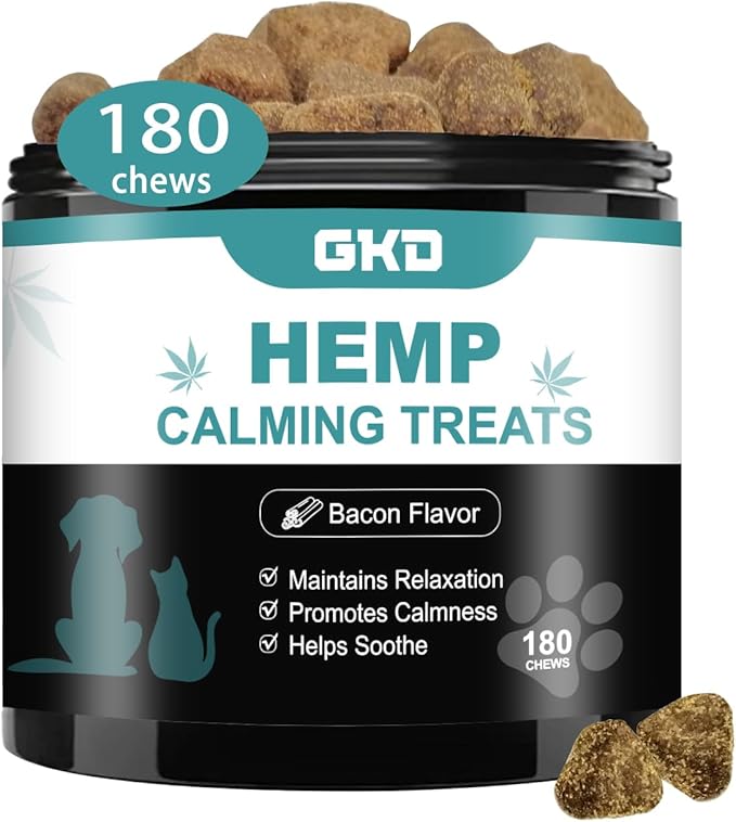 GKD Dog Calming Treats for Hyper Dogs, Hemp Dog Relaxing Treats for Anti Anxiety Stress Bites, High Anxiety Dogs Chill Out Edibites for Aggressive Dogs Calming Comfort Maximum Strength Relaxation