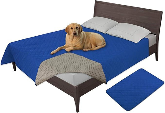 Easy-Going 100% Waterproof Dog Bed Cover, Non-Slip Pet Blanket for Furniture, Washable Couch Cover, Repleasement Sofa Cover (68X82 in,Classic Blue)