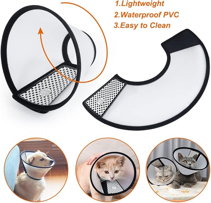 Vivifying Cat Cone, Adjustable Recovery Pet Cone, 8.1 Inches Lightweight Plastic Elizabethan Collar for Cats, Mini Dogs and Rabbits (Black)