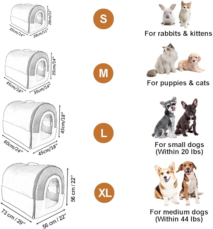 ANPPEX Dog House Indoor,2 in 1 Washable Covered Dog Bed,Insulated Cozy Dog Igloo Cave,L Size for Small and Medium Dogs,Brown