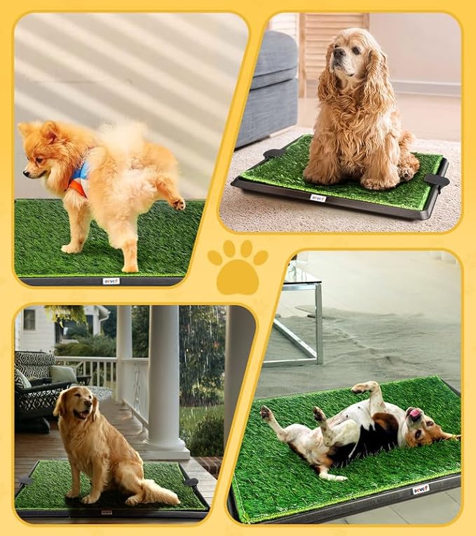 Super Absorbent Dog Grass Pad with Tray, 4-Layer Guard to Stop Leakage/Stink/Mess for Puppy Health, Reusable Washable Pee Pads for Dogs, Potty Training Dog Litter Box for Indoor Outdoor, 20"*16"