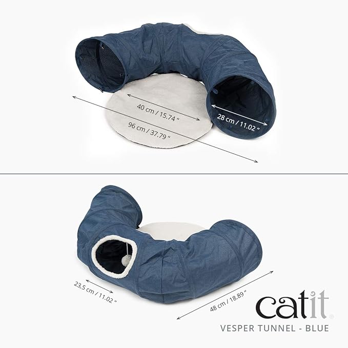 Catit Vesper Cat Tunnel, Cat Toy, Blue, 41995