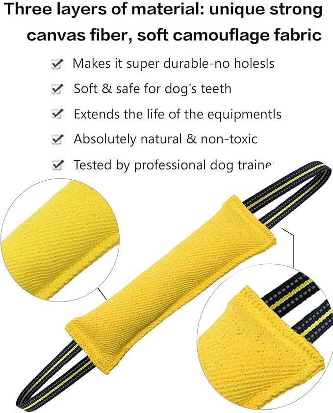 Tug Toy for Dogs with 2 Strong Red Band Handles,Lasting Training Equipment Puppy to Large Dogs Interactive Toy,Best for Tug of War Pull Indestructible Dog Rope Toys. (Yellow red hand)