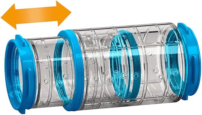 Ferplast Hamster Cage Play Tube | 8-Inch Telescopic Tunnel, Extends from 4.9L to 8L, 2.4 Diameter - Inches, Clear (84816099US1)