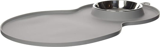 Catit Peanut Shape Cat Placemat, Gray, 17.5” x 11.4”