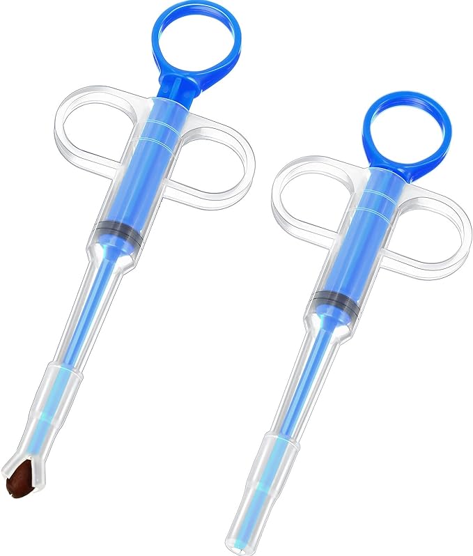 2 Pieces Pet Pill Plunger Popper for Small Cats Dogs Pill Gun Dispenser Shooter Pet Piller Soft Tip Tablet Syringe Pusher Animal Medicine Feeder for Feeding Accessories (Blue)