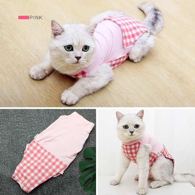 Cat Recovery Suit for Abdominal Wounds or Skin Diseases, Cat Onesie for Cats After Surgery Female Kitten Recovery Suit, Breathable E-Collar Alternative for Cats After Spay Anti Licking Wounds