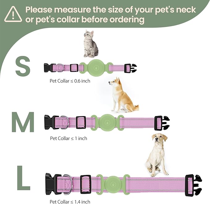 Airtag Dog Collar Holder Waterproof (2 Pack) Silicone Protective Air Tag Collar Cover, Anti-Lost Locator Case for Apple Airtags Compatible with Pet Collars Loop Dog Cat Pet Accessories (M: 0.8"-1")