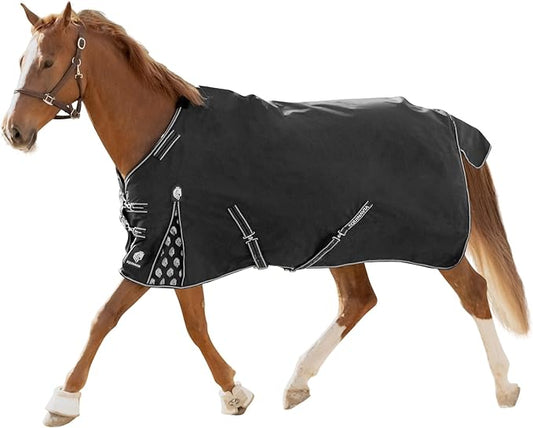 Equinavia Norse No Fill Horse Rain Blanket (0g) | Waterproof Lightweight Turnout Sheet - Black - 66 in - Black - 72 in