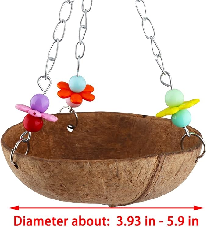 Sugar Glider Swing Toy Bird Natural Coconut Shell Nest Cage Hanging Accessories for Sugar Glider Bird Parrot