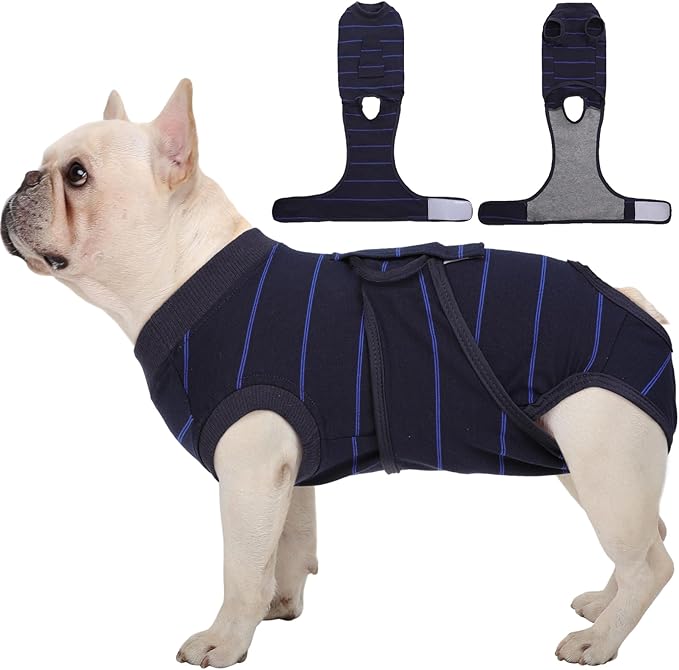 Kuoser Dog Surgery Recovery Suit, Professional Spay & Neuter Surgical Onesie for Dogs, Soft Breathable Abdominal Dog Bodysuit Dog Cone Alternative Anti Licking Wounds Dog Surgery Suits, S