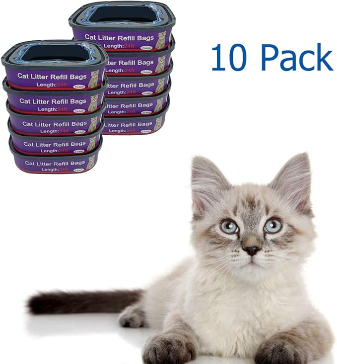 Cat Litter Refill Cartridges Bags Compatible with Genie Cat Litter Standard,Plus and XL Pails,10 Pack