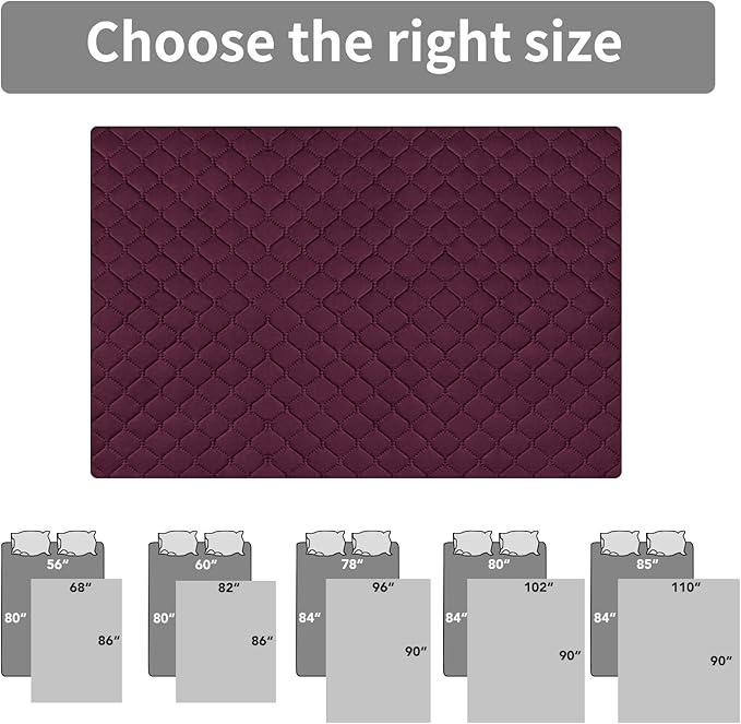 Easy-Going 100% Waterproof Dog Bed Cover Reversible Leak Proof Couch Cover Washable Sofa Cover Furniture Protector Blanket for Pets Kids Children Dog Cat (82x86 Inch, Wine/Beige)