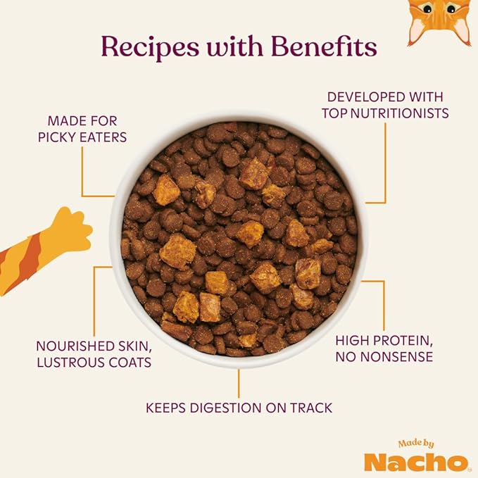 Made by Nacho Premium Dry Cat Food High Protein Kibble withFreeze Dried Pieces for Enhanced Nutrition and Flavor 4lb Bag (Sustainably-Caught Salmon, Whitefish & Pumpkin), Limited Ingredients