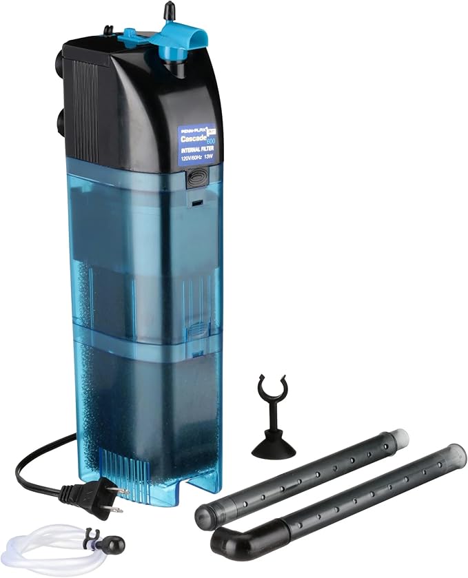 Penn-Plax Cascade 600 Fully Submersible Internal Filter + Replacement Carbon Cartridges for Aquariums