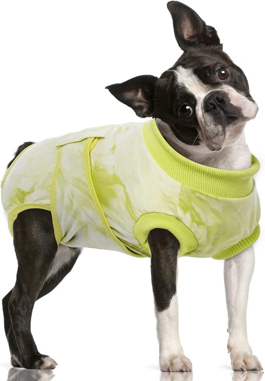 FUAMEY Recovery Suit for Dogs After Surgery,Soft Breathable Dog Bodysuit E-Collar & Cone Alternative Surgical Suit,Male Female Dog Neuter Spay Suits Anti Licking Wounds Onesie Green Tie Dye M