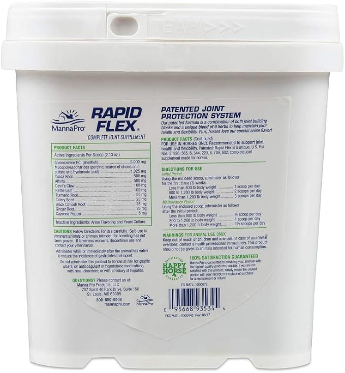 Manna Pro Rapid Flex - Fast Acting Joint Supplement for Horses - Clinically Proven Unique Patented Formula - 4 Pounds