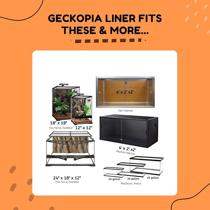 GECKOPIA Premium Reptile Liner | Reptile Carpet | Reptile Bedding | Reptile Substrate | Reptile Tank Liner | Leopard Gecko Liner | Bearded Dragon Liner | Desert Reptile Liner (30 Gallon)