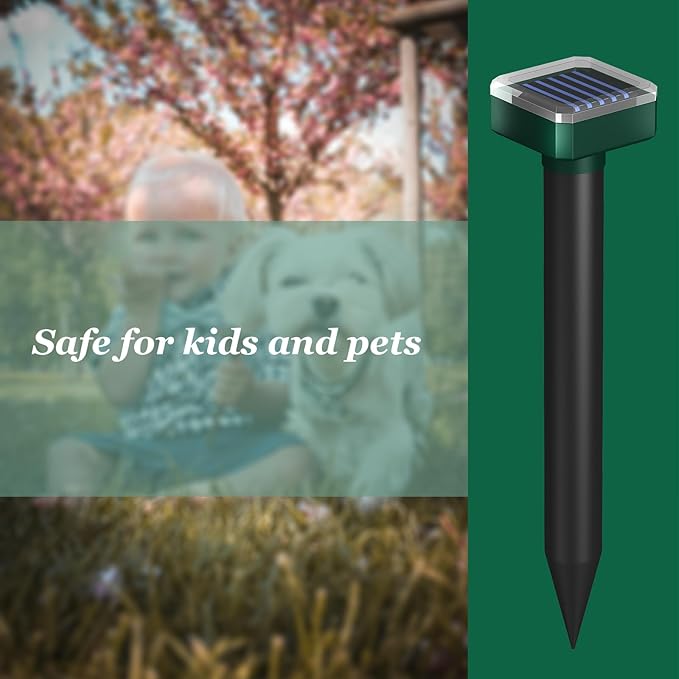Snake Repellent for Yard,4 PCS Snake Repellent,Snake Repellent for Yard Powerful,Snake Away Repellent for Outdoors,Snake Repellent Pet Safe,Solar Powered,Sonic,Electronic and Waterproof