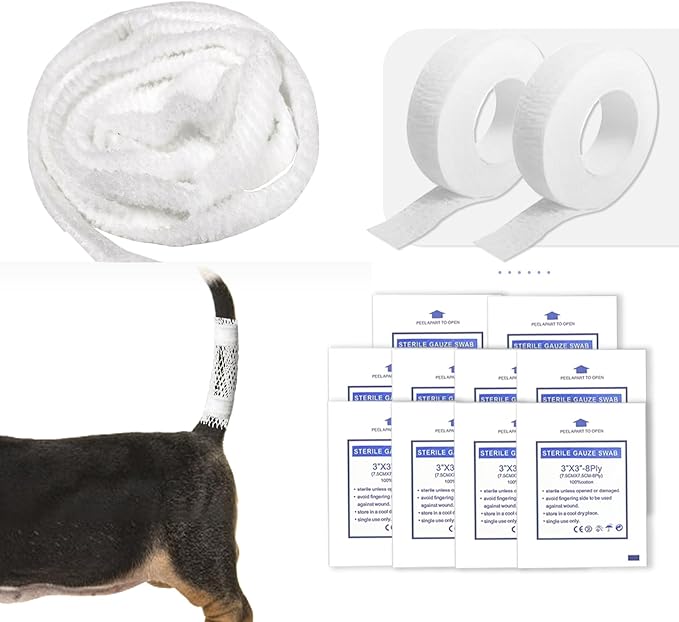 13 Pcs Dog Tail Protector Bandage,Sterile Breathable Vet Wrap Gauze for Dog Tail Cover Guard Wound Care Pet,Liquid Happy Dog Paw Nail Bandage Paw Wounds,Tail Docking Kit Puppies Cats Other Pet Animals