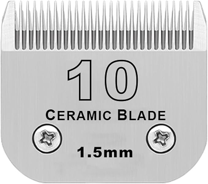 Detachable Pet Dog Grooming Clipper Ceramic Blade,Compatible with Andis Size 10 Cut Length 1/16"(1.5mm),Compatible with Oster A5,Wahl KM10 Series Clippers